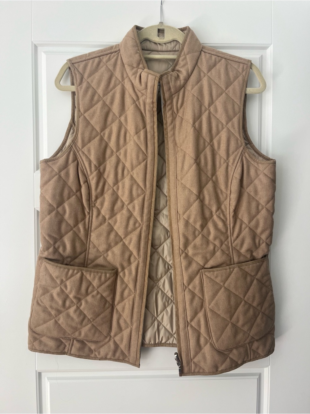 Quilted Sleeveless Puffer Vest - Tan